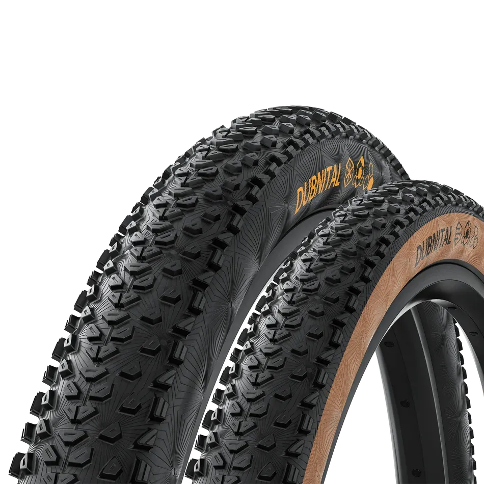 Continental Dubnital tires in black and tan sidewall